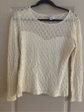 Vintage LIA Women's Cream Lace Long Sleeve Top